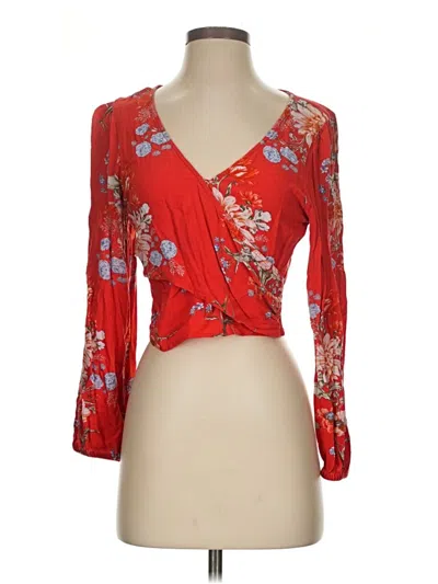 Pre-owned American Eagle Outfitters 3/4 Sleeve Blouse In Red
