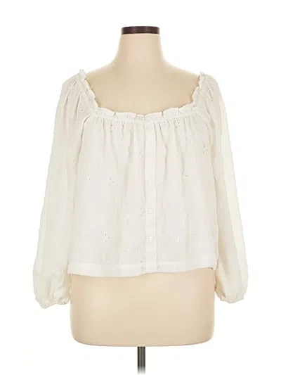 Pre-owned American Eagle Outfitters 3/4 Sleeve Blouse In White