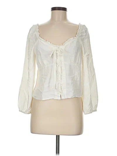 Pre-owned American Eagle Outfitters 3/4 Sleeve Blouse In White