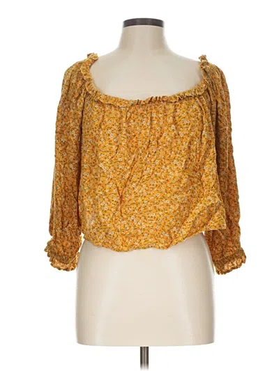 Pre-owned American Eagle Outfitters 3/4 Sleeve Blouse In Yellow