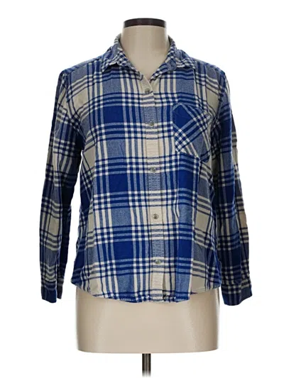Pre-owned American Eagle Outfitters 3/4 Sleeve Button Down Shirt In Blue