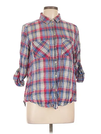 Pre-owned American Eagle Outfitters 3/4 Sleeve Button Down Shirt In Blue