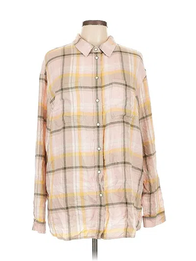 Pre-owned American Eagle Outfitters 3/4 Sleeve Button Down Shirt In Brown