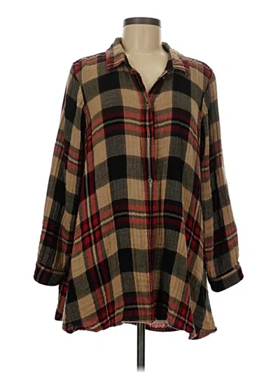 Pre-owned American Eagle Outfitters 3/4 Sleeve Button Down Shirt In Brown