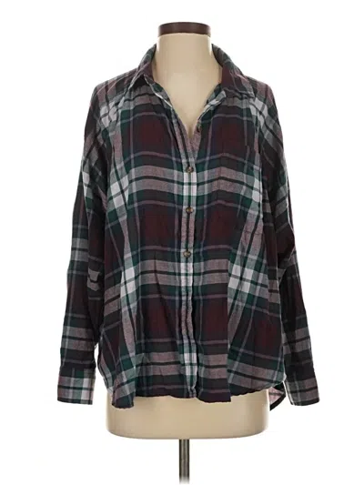 Pre-owned American Eagle Outfitters 3/4 Sleeve Button Down Shirt In Burgundy