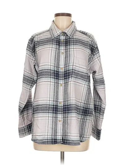 Pre-owned American Eagle Outfitters 3/4 Sleeve Button Down Shirt In Gray