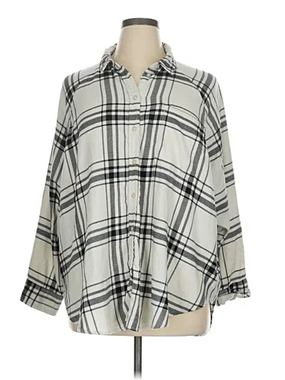 Pre-owned American Eagle Outfitters 3/4 Sleeve Button Down Shirt In Gray