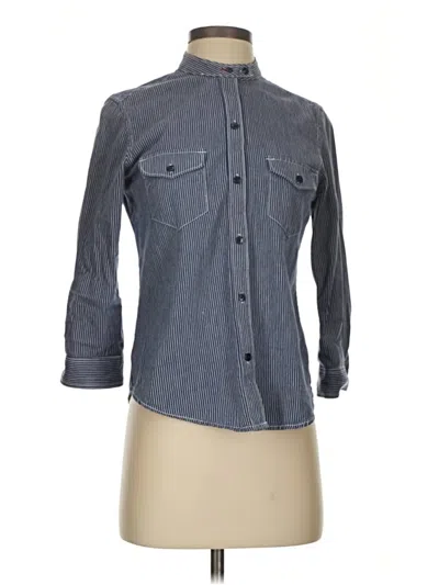 Pre-owned American Eagle Outfitters 3/4 Sleeve Button Down Shirt In Gray