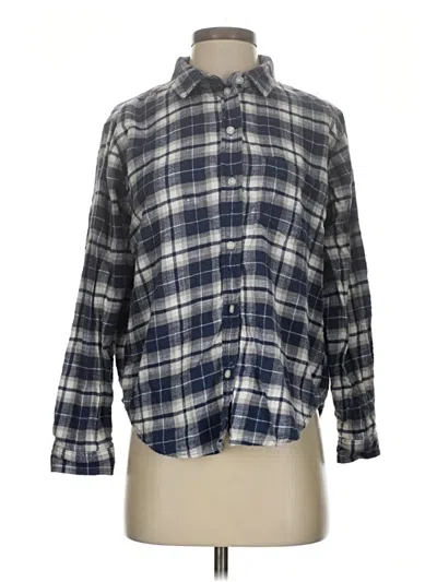 Pre-owned American Eagle Outfitters 3/4 Sleeve Button Down Shirt In Gray