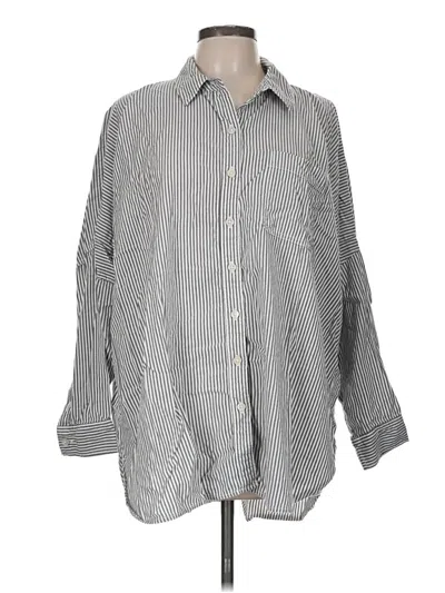 Pre-owned American Eagle Outfitters 3/4 Sleeve Button Down Shirt In Gray