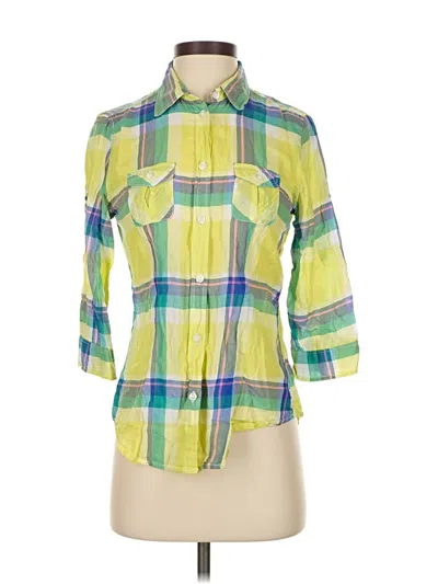 Pre-owned American Eagle Outfitters 3/4 Sleeve Button Down Shirt In Green
