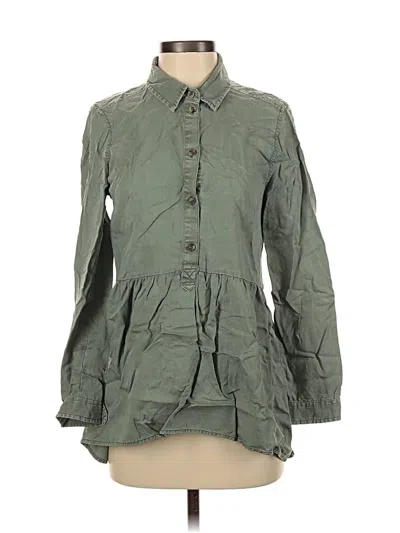 Pre-owned American Eagle Outfitters 3/4 Sleeve Button Down Shirt In Green