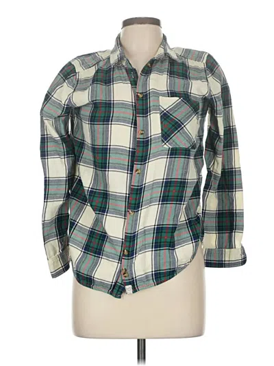 Pre-owned American Eagle Outfitters 3/4 Sleeve Button Down Shirt In Green