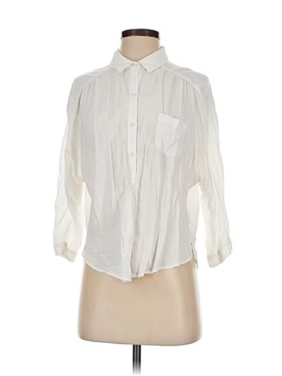Pre-owned American Eagle Outfitters 3/4 Sleeve Button Down Shirt In Ivory