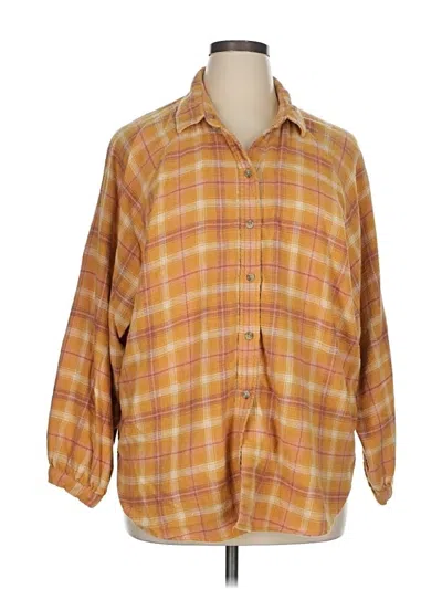 Pre-owned American Eagle Outfitters 3/4 Sleeve Button Down Shirt In Orange
