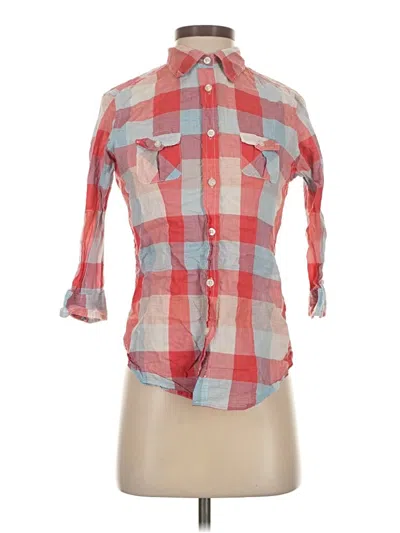 Pre-owned American Eagle Outfitters 3/4 Sleeve Button Down Shirt In Red