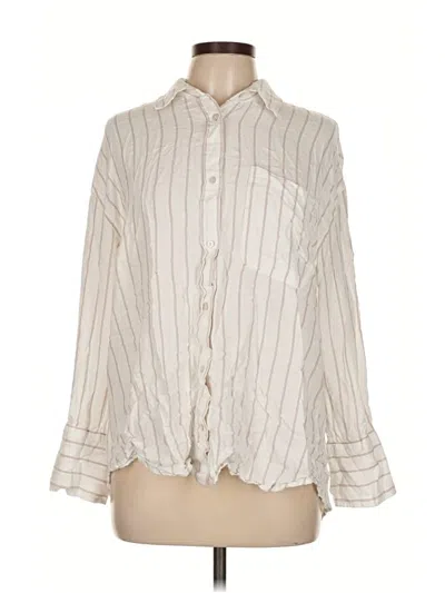 Pre-owned American Eagle Outfitters 3/4 Sleeve Button Down Shirt In White