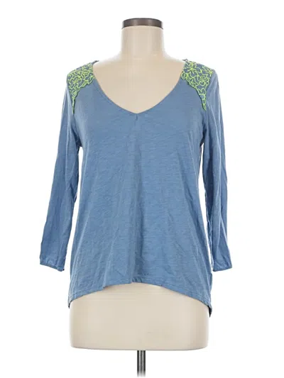 Pre-owned American Eagle Outfitters 3/4 Sleeve Top Blue V Neck Tops