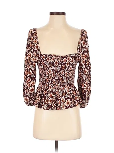 Pre-owned American Eagle Outfitters 3/4 Sleeve Top Brown Sweetheart Neckline Tops