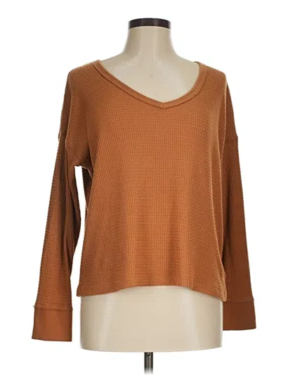 Pre-owned American Eagle Outfitters 3/4 Sleeve T-shirt In Brown
