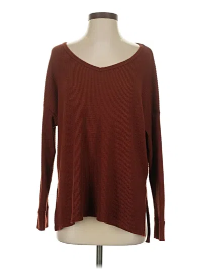 Pre-owned American Eagle Outfitters 3/4 Sleeve T-shirt In Burgundy