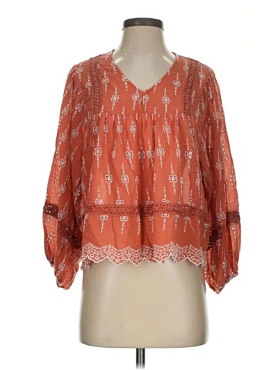 Pre-owned American Eagle Outfitters 3/4 Sleeve T-shirt In Orange