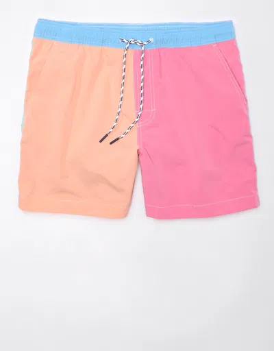 American Eagle Outfitters Ae Colorblock Flex 5" Swim Trunk In Multi