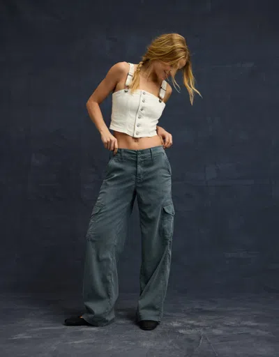 American Eagle Outfitters Ae Dreamy Drape Cargo Trouser In Blue