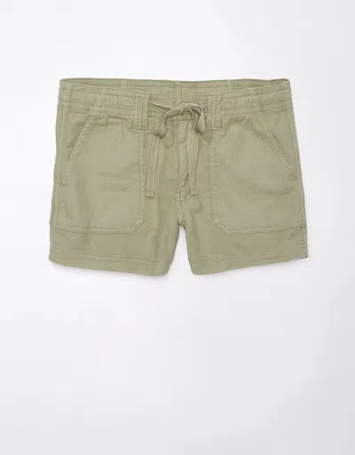 American Eagle Outfitters Ae Dreamy Drape Linen-blend Carpenter Short In Green