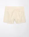 American Eagle Outfitters Ae Dreamy Drape Linen-blend High-waisted Trouser Short In White