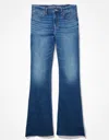 American Eagle Outfitters Ae Dreamy Drape Low-rise Baggy Flare Jean In Blue