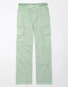 American Eagle Outfitters Ae Dreamy Drape Stretch Cargo Super High-waisted Baggy Wide-leg Pant In Green
