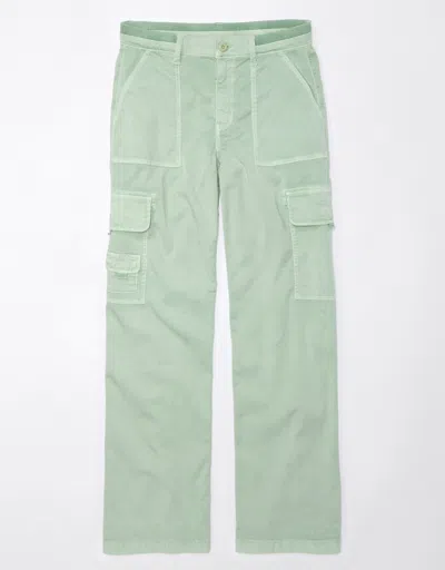 American Eagle Outfitters Ae Dreamy Drape Stretch Cargo Super High-waisted Baggy Wide-leg Pant In Green