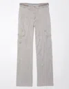 American Eagle Outfitters Ae Dreamy Drape Stretch Cargo Super High-waisted Baggy Wide-leg Pant In Grey