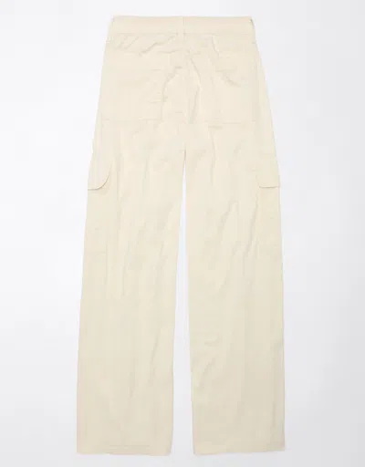American Eagle Outfitters Ae Dreamy Drape Stretch Cargo Super High-waisted Baggy Wide-leg Pant In White