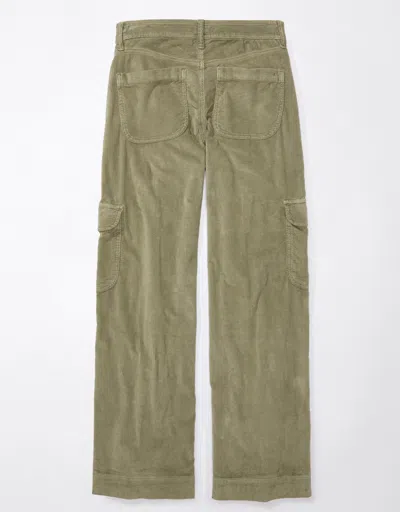 American Eagle Outfitters Ae Dreamy Drape Stretch Corduroy Super High-waisted Baggy Wide-leg Pant In Green