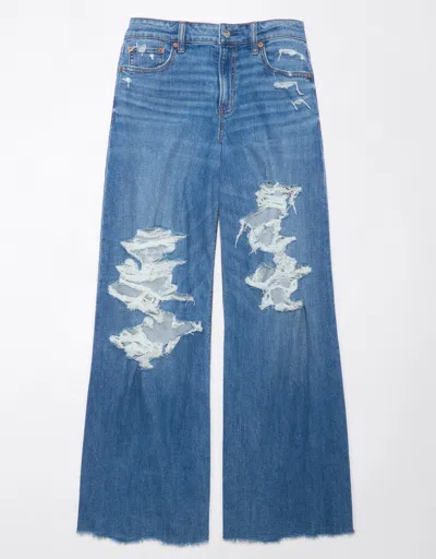 American Eagle Outfitters Ae Dreamy Drape Ultra Wide-leg Super High-waisted Ripped Jean In Multi