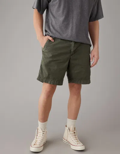 American Eagle Outfitters Ae Flex 9" Weekend Linen-blend Short In Green