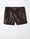 AMERICAN EAGLE OUTFITTERS AE HIGH-WAISTED BAGGY VEGAN LEATHER SHORT