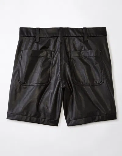 American Eagle Outfitters Ae High-waisted Baggy Vegan Leather Trouser Short In Black