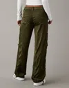 AMERICAN EAGLE OUTFITTERS AE HIGH-WAISTED SATIN BAGGY CARGO JOGGER