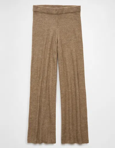 American Eagle Outfitters Ae High-waisted Wide-leg Sweater Pant In Brown