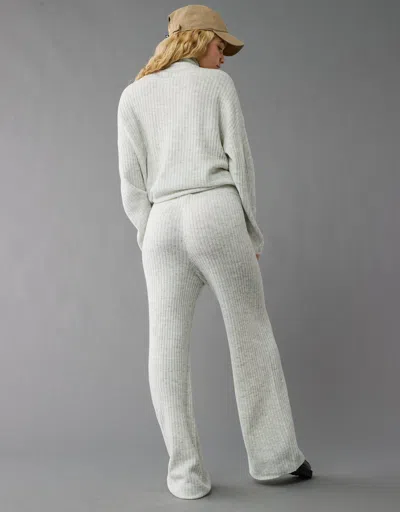 American Eagle Outfitters Ae High-waisted Wide-leg Sweater Pant In Grey