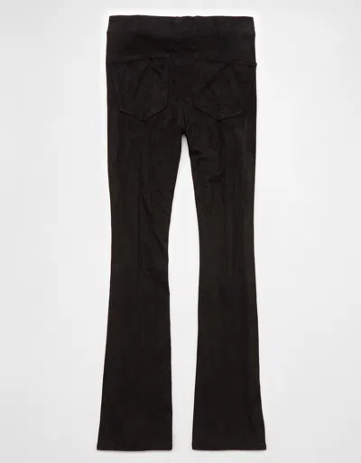 American Eagle Outfitters Ae It Knit Suede Pull-on High-waisted Kick Boot Pant In Black