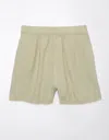 American Eagle Outfitters Ae Linen-blend Faux Wrap Skort In Green