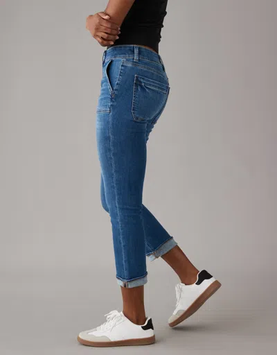 American Eagle Outfitters Ae Next Level Low-rise Artist Crop Jean In Blue