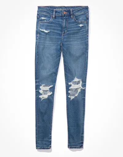 American Eagle Outfitters Ae Next Level Ripped High-waisted Jegging In Blue