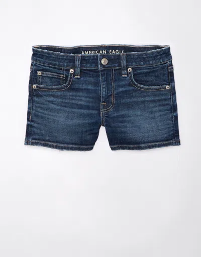American Eagle Outfitters Ae Next Level Super Low-rise Denim Short Short In Blue