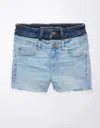 AMERICAN EAGLE OUTFITTERS AE REAL GOOD REPURPOSED NEXT LEVEL HIGH-WAISTED DOUBLE WAIST SHORT SHORT