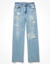 AMERICAN EAGLE OUTFITTERS AE RIPPED SUPER HIGH-WAISTED BAGGY WIDE-LEG JEAN